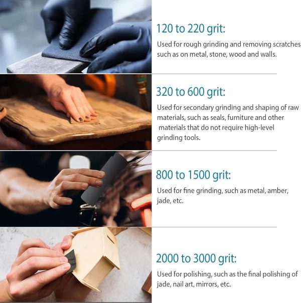 120 to 3000 Assorted Grit Sandpaper for Wood Furniture Finishing, Metal Sanding and Automotive Polishing, Dry or Wet Sanding, 9 x 3.6 Inch, 36-Sheet - Image 5