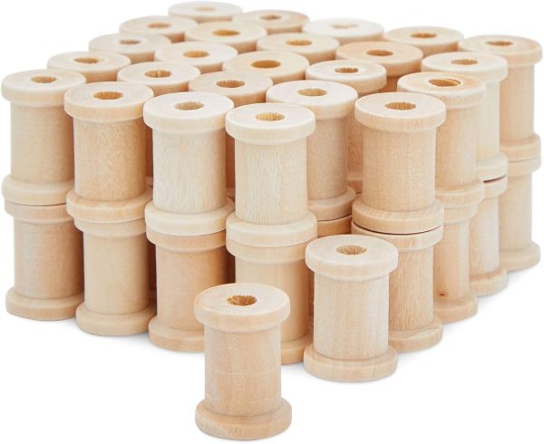 Bright Creations 50 Pack Empty Wooden Thread Spools for Arts and Crafts (0.75 x 1 in, 0.6 cm Opening)