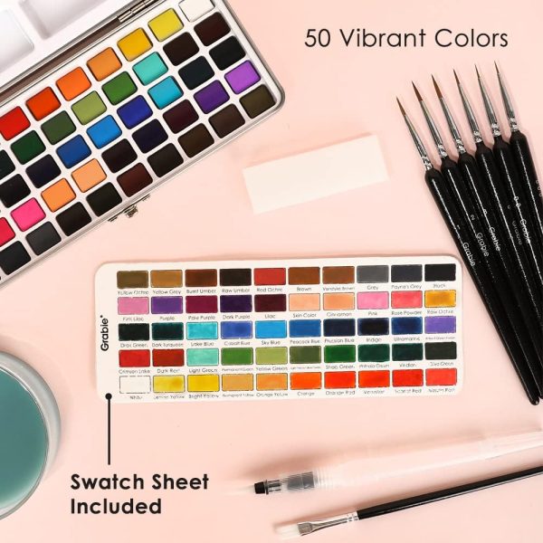 Grabie Watercolor Paint Set, Great for Painting, 50 Colors, Detail Paint Brush Included, Art Supplies, for Artists, Amateur Hobbyists and Painting Lovers - Image 3