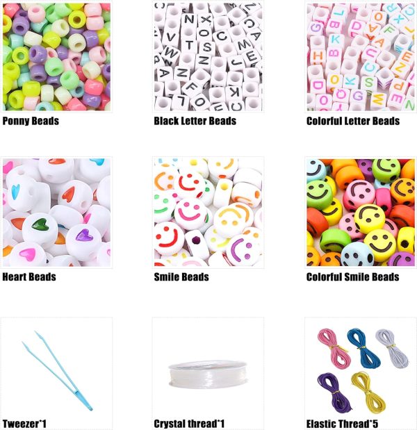 LIS HEGENSA 24 Color Pony Beads Bulk 1000 Pcs,Kandi Beads for Necklace Jewelry Making Earring Hair Braiding,Bracelets Making Kits,Hair Bead,Bracelet Beads,Plastic Beads for Crafts Braids Girls - Image 4