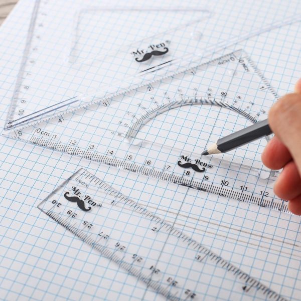 Mr. Pen- Triangle Ruler, Square and Ruler Set, 3 Pack, Set Square, Square Ruler, Protractor for Geometry, School Geometry Set, Math Protractor, Geometry Rulers, Math Ruler - Image 4