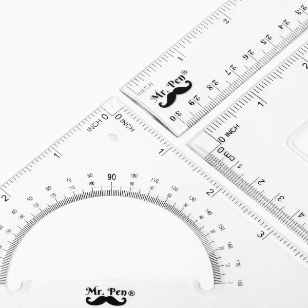 Mr. Pen- Triangle Ruler, Square and Ruler Set, 3 Pack, Set Square, Square Ruler, Protractor for Geometry, School Geometry Set, Math Protractor, Geometry Rulers, Math Ruler - Image 5