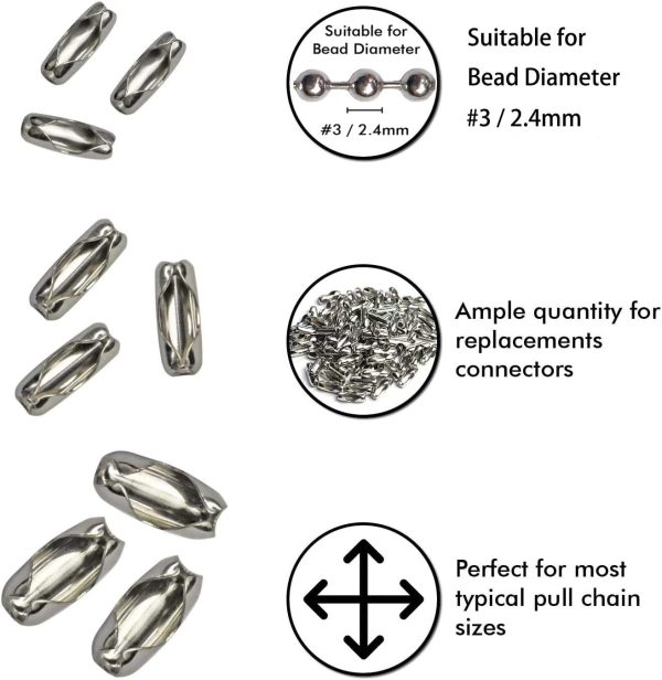 Rojwei 200pcs Ball Chain Connector Clasps Fits for 2.4mm Beaded Chain, Perfect Jewelry Making Accessories Clips for DIY Crafts. - Image 3