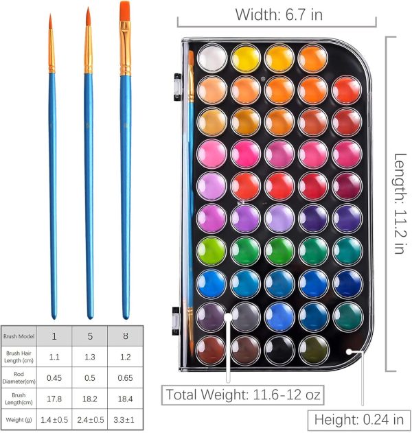 Upgraded 48 Colors Washable Watercolor Paint Set with 3 Brushes and Palette, Non-toxic Paints Sets for Kids, Adults, Beginners Artists, Make Your Painting Talk… - Image 5